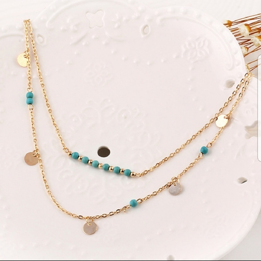 🌻Host Pick🌻2 Layer Turquoise and Gold Necklace